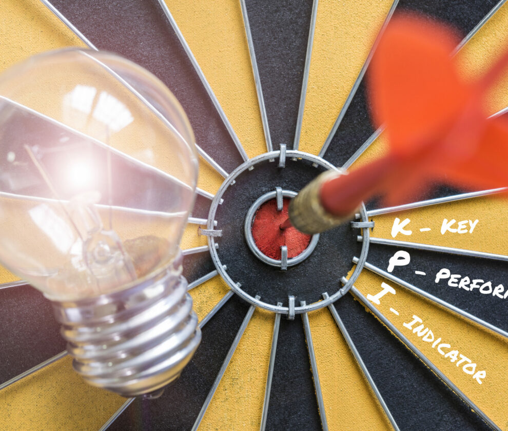 KPI key performance indicator with idea lamp target